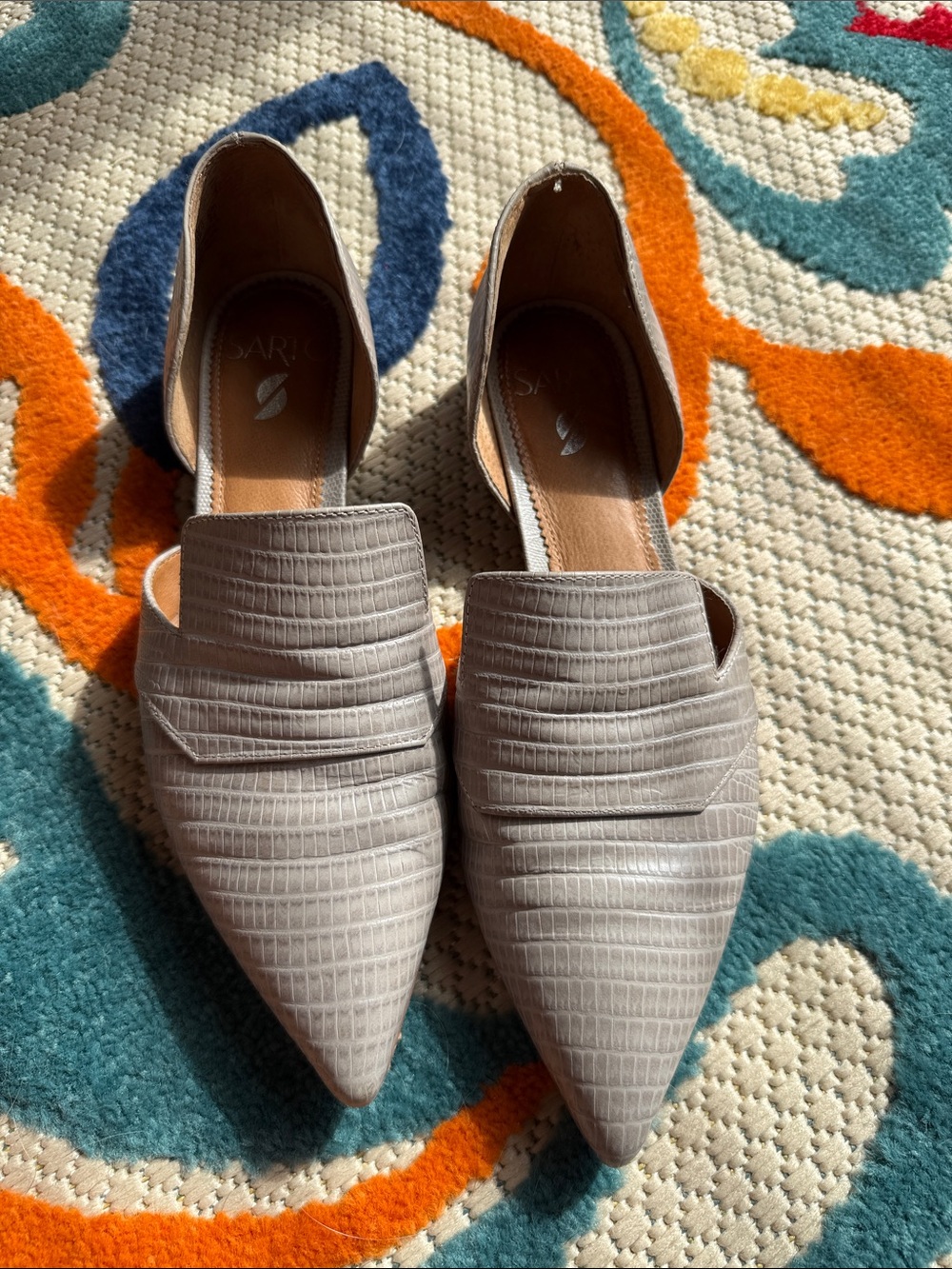Pointed Toe D'Orsay Flats in Taupe